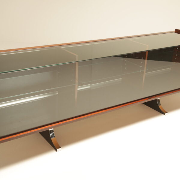 Mid-Century Rosewood and Glass Display Sideboard by Paul Boman 1