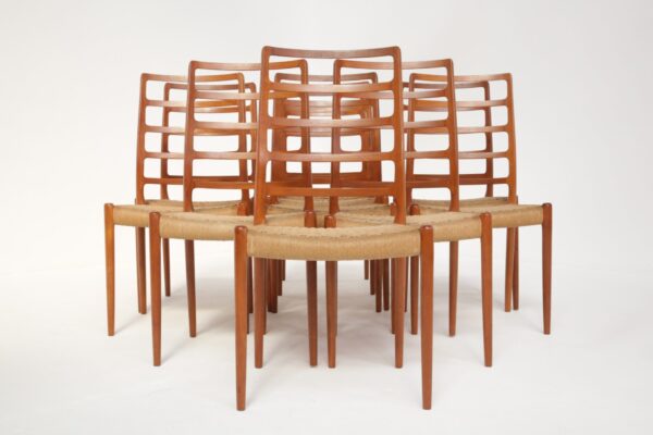 Vintage Set of 12 Model 82 Teak Dining Chairs by Niels Otto Moller 15