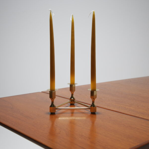 triangular brass candelabra by lars bergsten for gusum, sweden, 1960s.