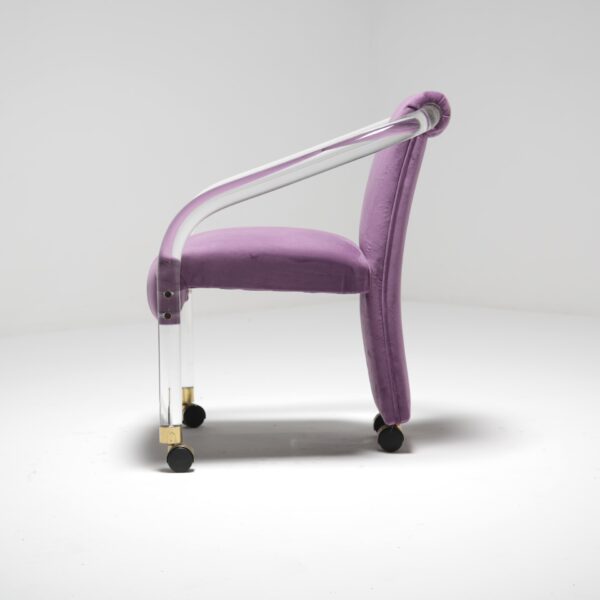 Vintage Lucite and Purple Velvet Armchair by Charles Hollis Jones, USA, 1970s.