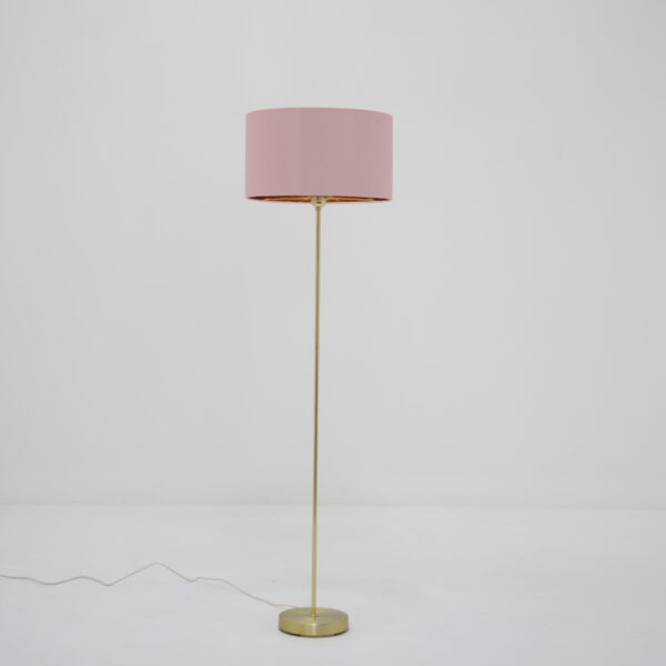 Swedish Mid-Century Brass Floor Lamp with Drum Shade, Model "G-9" by BWA, 1960s.