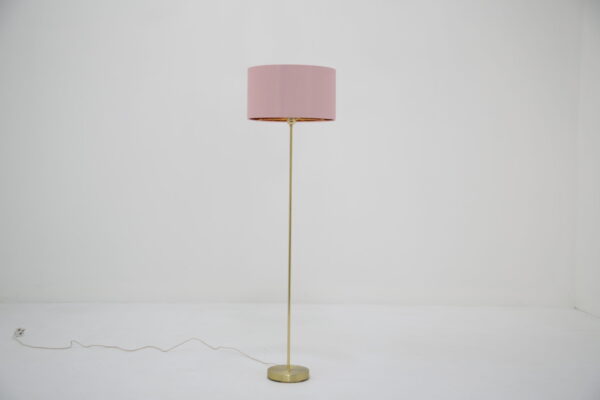 Swedish Mid-Century Brass Floor Lamp with Drum Shade, Model "G-9" by BWA, 1960s.