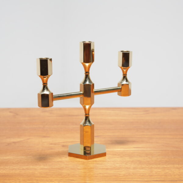 Vintage Decorative Swedish Solid Brass Brutalist Candelabra, 1975.