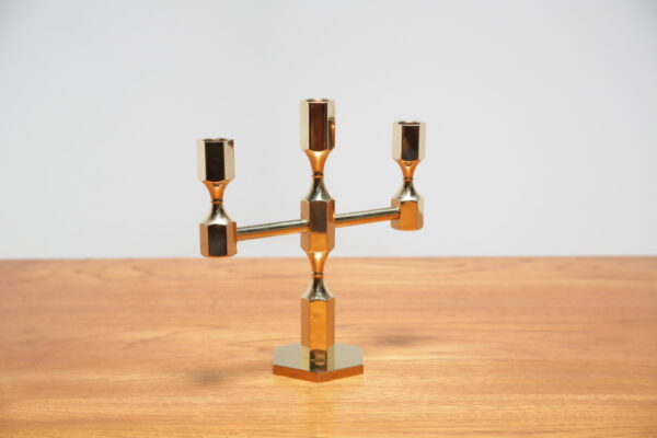Vintage Decorative Swedish Solid Brass Brutalist Candelabra, 1975.