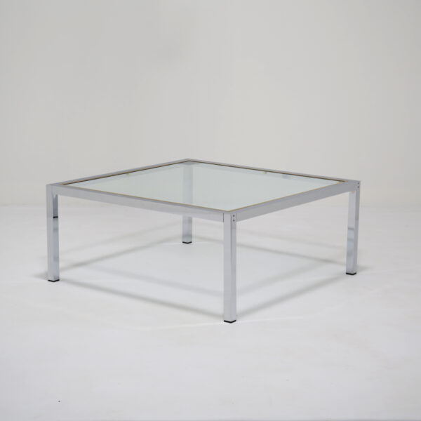Italian Mid-Century Chrome and Glass Coffee Table 1