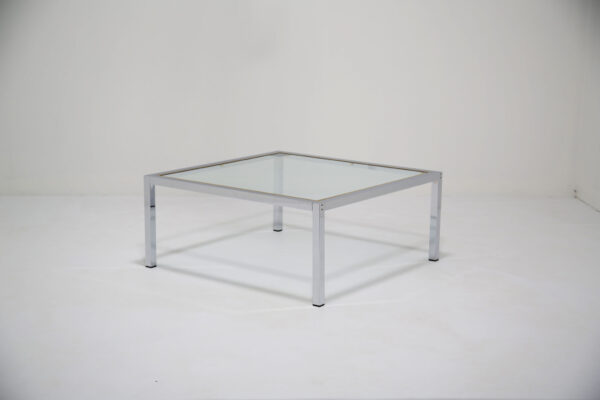 Italian Mid-Century Chrome and Glass Coffee Table, 1970s.