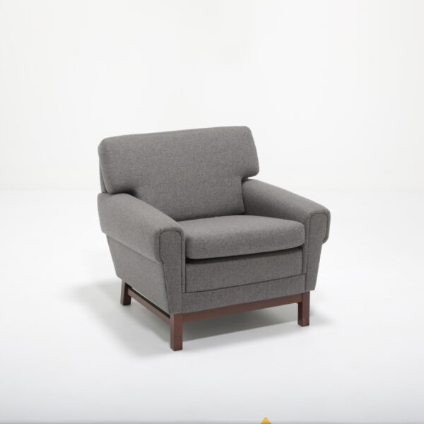 Vintage Swedish Grey Tweed Upholstery Lounge Armchair, 1960s.
