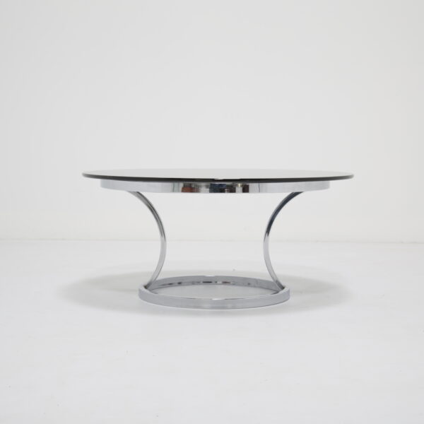 Chrome With Smoked Glass Mid Century Coffee Table, 1970s.