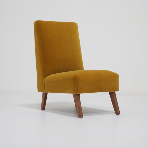 Vintage Gold Cotton Velvet Bedroom Chair.