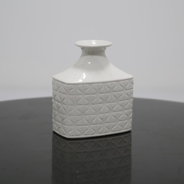 Vintage White Ceramic Vase "Domino" by Gunnar Nylund for Rorstrand, Sweden, 1960s.