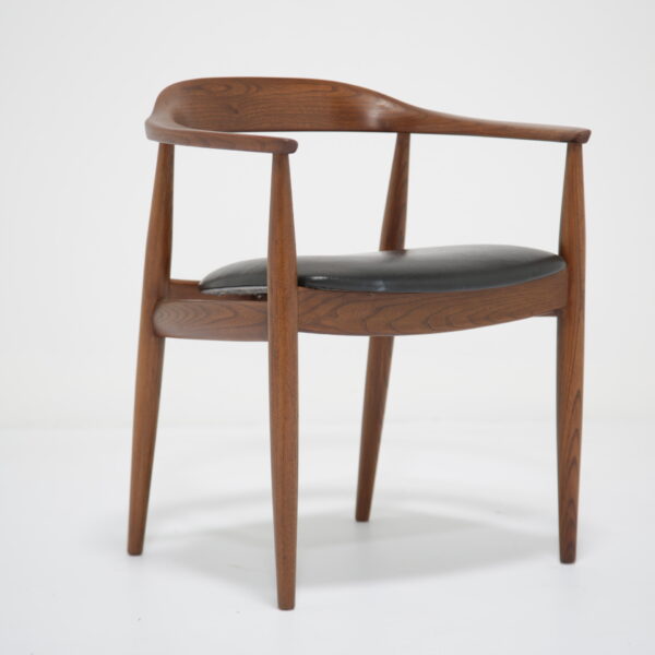 Vintage Danish Black Leather and Teak Desk Chair by Illum Wikkelso for N. Eilersen, 1960s.