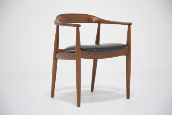 Vintage Danish Black Leather and Teak Desk Chair by Illum Wikkelso for N. Eilersen, 1960s.