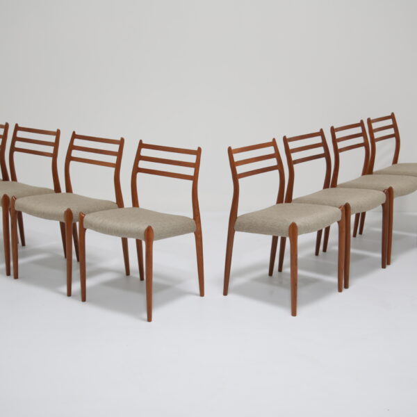 Set of 8 Museum-Quality Danish Teak Dining Chairs Model 78 by Niels Otto Moller 1