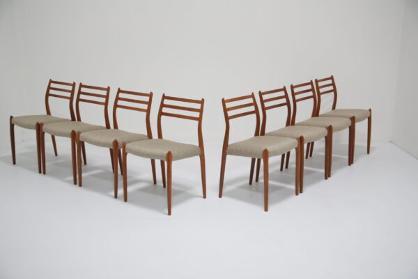 Set of 8 Museum-Quality Danish Teak Dining Chairs Model 78 by Niels Otto Moller 1