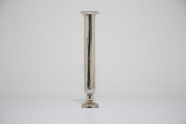 Vintage American Very Tall Ribbed Trumpet Flute Vase, 1950s.