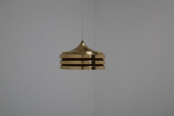 Vintage Brass Three Tier Stacked Pendant Lamp by Carl Thore, 1960s.