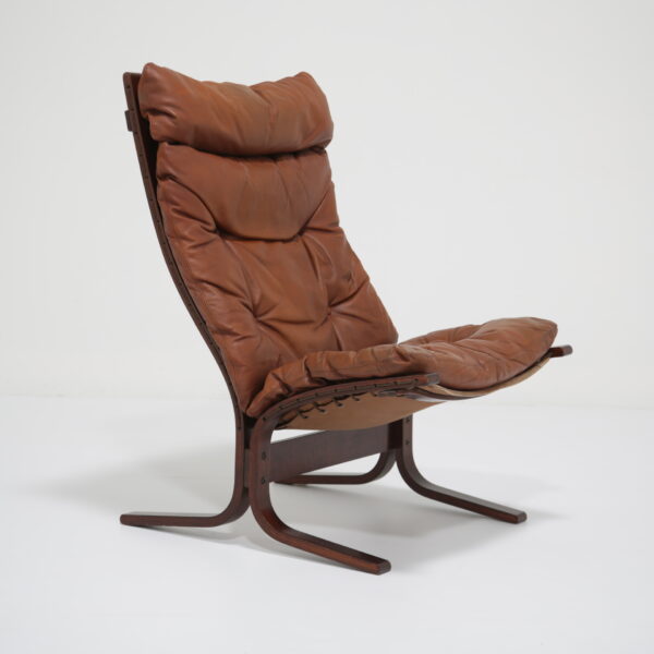 Vintage Tan Leather "Siesta" Lounge Chair by Ingmar Relling, Westnofa, 1960s.