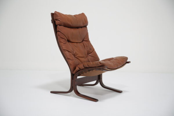 Vintage Tan Leather "Siesta" Lounge Chair by Ingmar Relling, Westnofa, 1960s.
