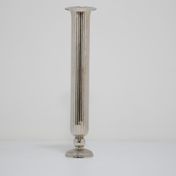 Vintage American Tall Ribbed Trumpet Flute Vase, 1950s.