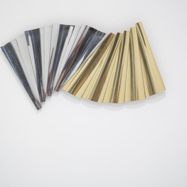 Vintage Abstract Chrome and Brass Wall Sculpture by Curtis Jere, Artisan House, 1985