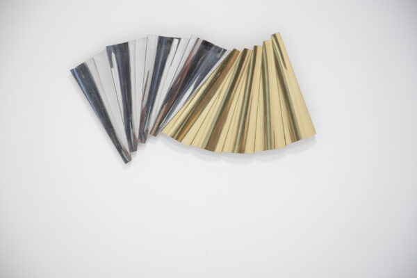 Vintage Abstract Chrome and Brass Wall Sculpture by Curtis Jere, Artisan House, 1985