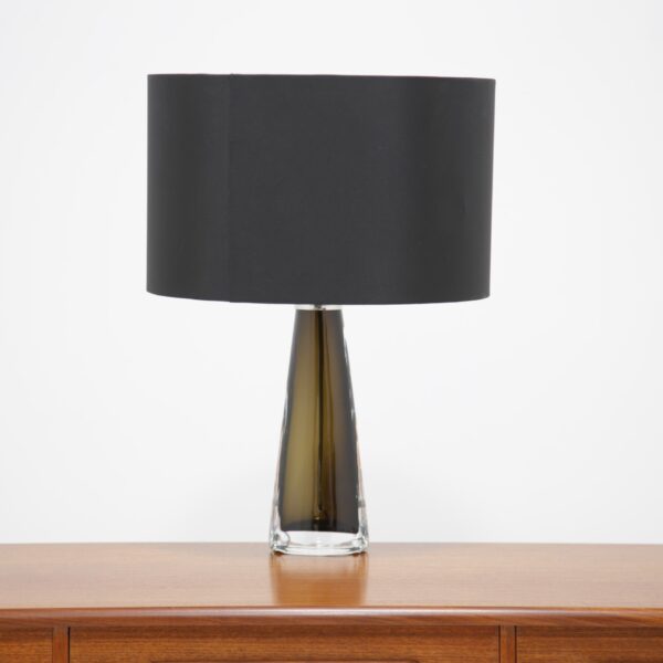 Vintage Swedish Olive Green Glass Table Lamp by Carl Fagerlund for Orrefors, 1960s.