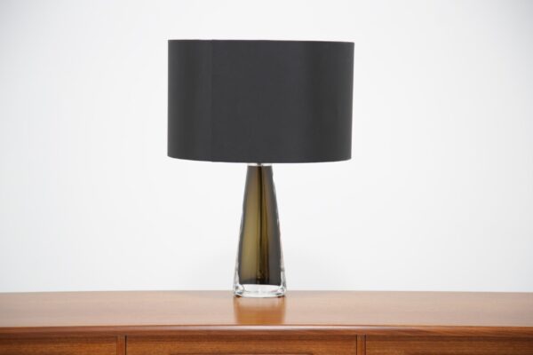 Vintage Swedish Olive Green Glass Table Lamp by Carl Fagerlund for Orrefors, 1960s.