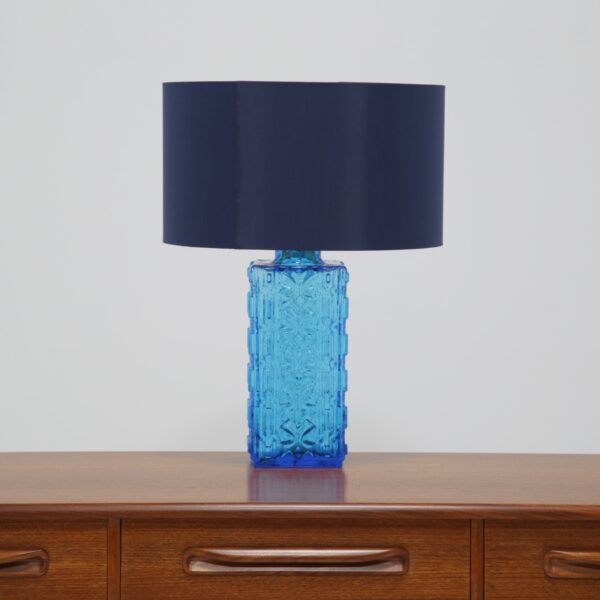 Vintage Swedish Blue Glass Table Lamp, 1960s.