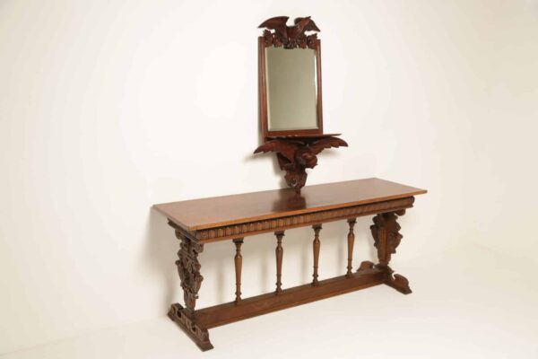 Antique Victorian Mahogany Eagle Wall Mirror