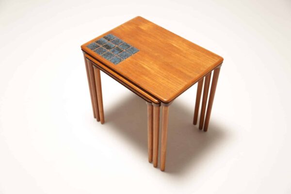 Vintage H.W Klein for Bramin Nest of Tables with tile top design