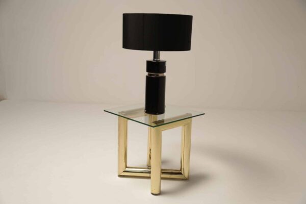 Brass and Glass Zig-Zag Tubular Side Table, USA, 1970s.