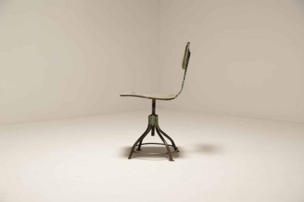 Vintage Rustic Green Painted Industrial Chair 1