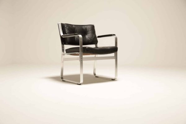 Vintage Karl Ekselius Black Leather Office Chair