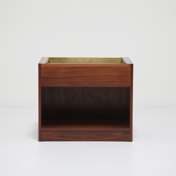 Vintage Mid-Century Modern Rosewood and Brass Indoor Planter, 1960s.