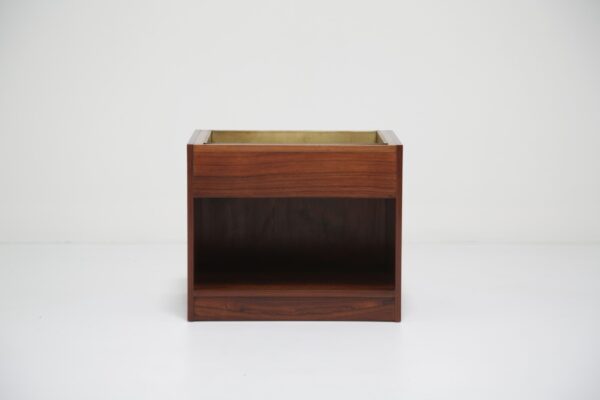 Vintage Mid-Century Modern Rosewood and Brass Indoor Planter, 1960s.