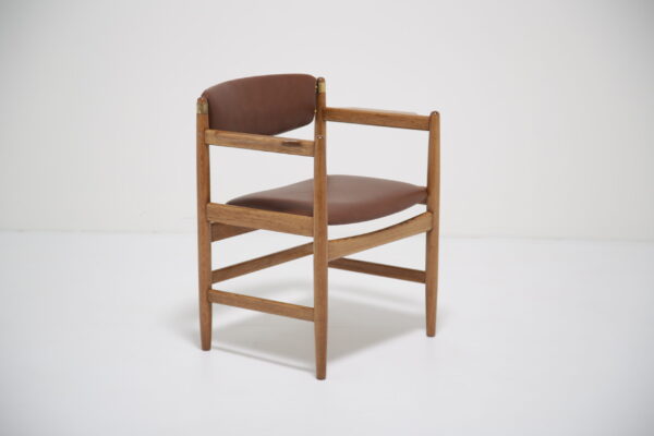 Vintage Oak and Brown Leather Armchair by Børge Mogensen for Karl Andersson & Sons, 1960s.