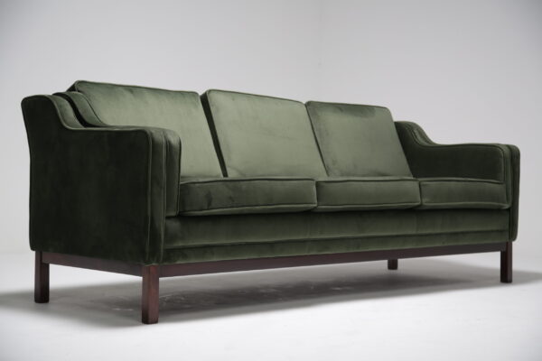 Vintage Danish Green Velvet Sofa.