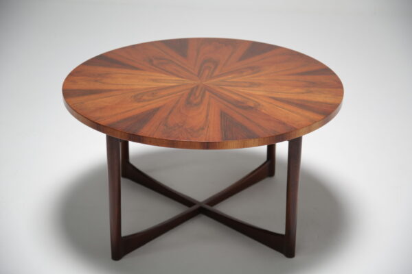 A Vintage Rosewood A.H. McIntosh Sunburst Coffee Table.