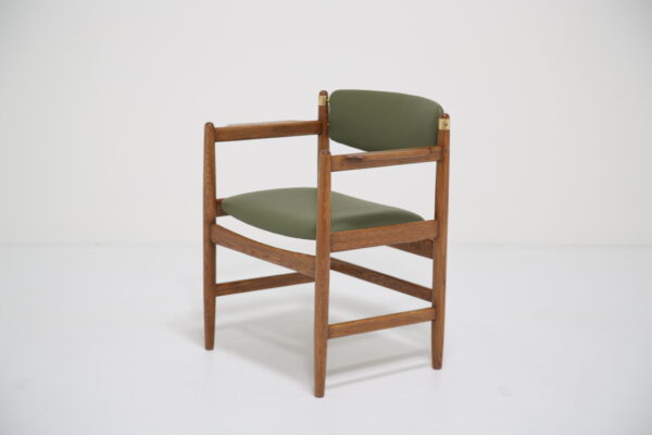 Vintage Oak and Green Leather Armchair by Børge Mogensen for Karl Andersson & Sons, 1960s.
