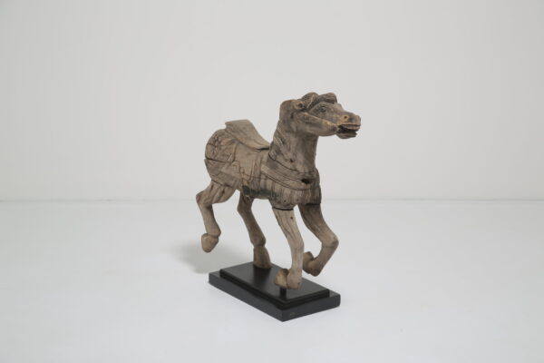 19th Century Antique Carved Wood Carnival Carousel Horse on Plinth