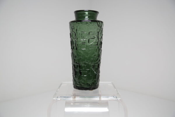 Vintage Brutalist Rustic Green Glass Floor Vase by Gote Augustsson, Sweden, 1960s.