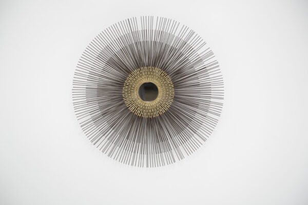 Captivating American Modern Sunburst Mirror Wall Sculpture