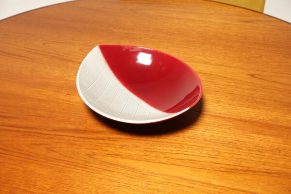 Red and Grey Leaf Shaped Dish by Carl Harry Stalhane for Rorstrand, 1954