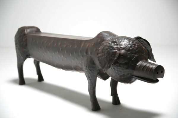 Mid Century Bronze Plated Metal Pig Bench, USA, 1970/80s.