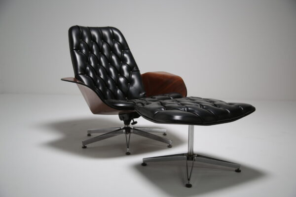 George Mulhauser Walnut Lounge Chair and Ottoman