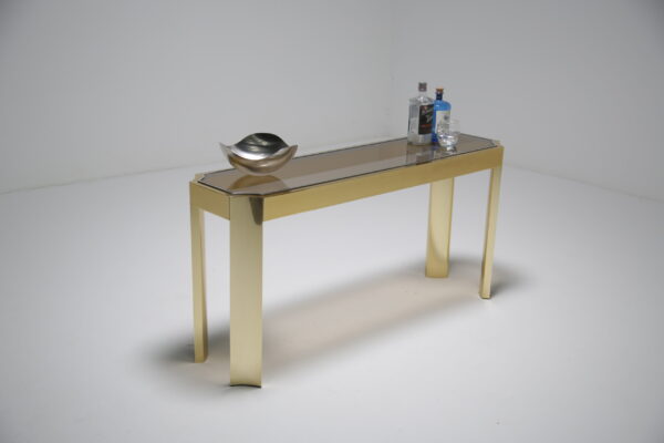 Brass and Glass Console Table, USA, 1970s.