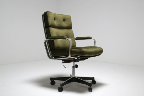 Green Velvet Office Chair by Karl Erik Ekselius, Sweden, 1970s.