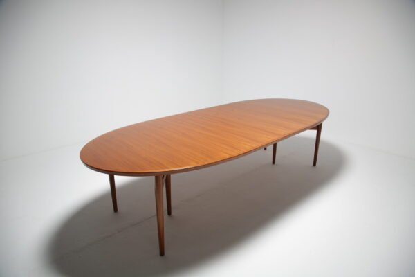 #SOLD Teak Oval Top Dining Table, Model 212 by Arne Vodder for Sibast Møbler, Denmark, 1960s.