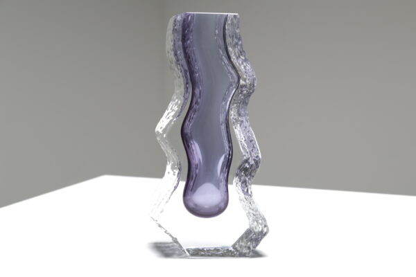 Mandruzzato wavy purple vase glass