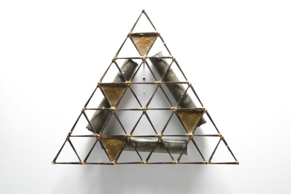 Large Brutalist Torch-Cut Brass & Steel Wall Sculpture (Ron Schmidt Style), 1960s